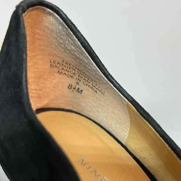 Nine West FEELNGOODR Scalloped Black Suede Peep Toe Heels - Picture 6 of 7